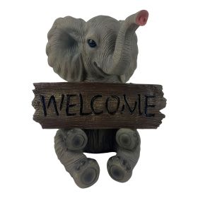 7"H Elephant with WELCOME Sign Figurine Home Decor Gift, Collectible
