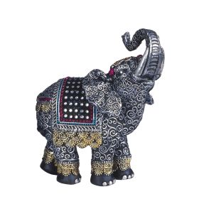 6.5"H Silver Elephant with Trunk Raised Figurine Home Decor Gift, Collectible