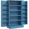 Kitchen Pantry Cabinet, with 12 Shelves, Double Doors, Blue