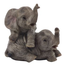 4.25" Wide Cute pair of Baby Elephants, playing together, Figurine, Home Decor, Gift, Collectible