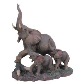 9"H Elephant Family Playing Together Figurine with Trunk Up Home Decor Gift, Collecible