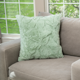 Light Green,  Triple Jacquard Carved Faux Fur Pillow 22 x 22 inches