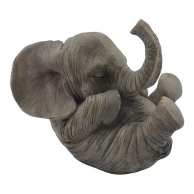 4.25" Wide Cute Baby Elephant, Supine Figurine, Home Decor, Gift,Collectible