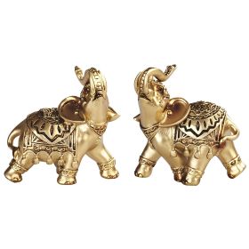 2-PC Miniature Gold Elephant  3.5"H Figurine Set Home Decor Gift, Collectible