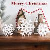 Rustic Farmhouse Table Decoration, 3 Pcs Snowflake Wooden Sign