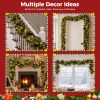 Christmas Garland 9-foot, equipped with 100 warm white LED lights, pinecones, and a timer
