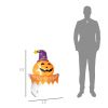 Inflatable Halloween Window Sticker Ghost with Orange Face, Blow Up LED 3.4ft