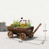 Wooden Wagon Planter Box, Small Wheelbarrow Flower Cart