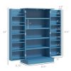 Kitchen Pantry Cabinet, with 12 Shelves, Double Doors, Blue