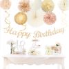 Champagne-Gold Beige Fall Boho Birthday Party Decorations 21pcs
