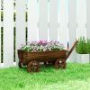 Wooden Wagon Planter Box, Small Wheelbarrow Flower Cart