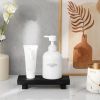 Wood Tray Pedestal Stand Farmhouse, Decorative Wooden Riser, Black