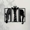 Metal Baked Paint African Animal 3-Piece Zebra Giraffe Elephant Home Decor Wall Art