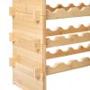 48 Bottle Stackable Modular Wine Rack, 6-Tier Solid Bamboo Wood Storage Racks