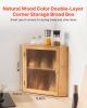 Bread Box, Double Layer Large Capacity Corner Bamboo Bread Storage Container