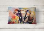 Elephant Watercolor Wildlife Throw Pillow, 12Hx16W