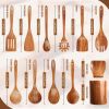 Teak Wooden Kitchen Utensil Set with Spoon Rest