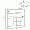 Open storage cabinet, 3 compartments, 2 drawers