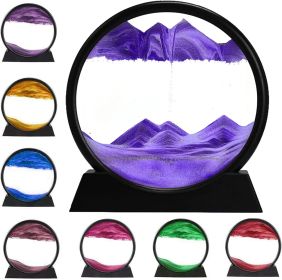3D Dynamic Sand Art, Moving Sand Art, Picture Round Glass 3D Deep Sea Sandscape In Motion Display Flowing Sand (Color: Blue)