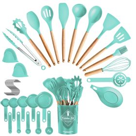 35 Pcs Kitchen Cooking Utensils Set, Spatulas, Baking Utensils, Spoons, measuring cups, etc., 4 Colors Options (Color: Green)