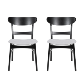 DINING CHAIR Set Of 2, Wood Frame, Upholstered Seat, Dark Wood, Beige Seat (Option: Light beige)