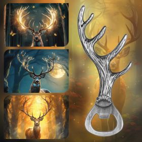 Bottle Opener, Deer Antler, Is A Small Tool Suitable For Various Occasions Used To Open Beer, Wine, Juice, For  Home Entertainment (Option: Dark Silver KPQ0806)