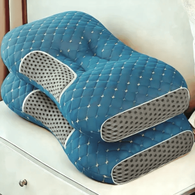 Pillows, Contoured Cotton Massage Pillow 1pack or 2pack, Grey or Blue (Option: Blue-2pcs)
