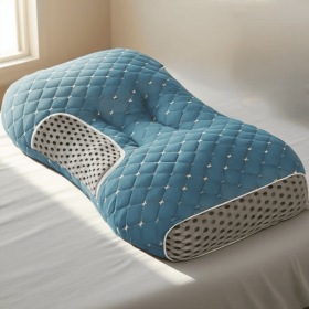 Pillows, Contoured Cotton Massage Pillow 1pack or 2pack, Grey or Blue (Option: Blue-1pcs)