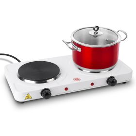 Double Electric Burner, Double Hot Plate With 5 Gear Temperature Control (Color: White)