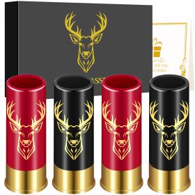 4 pc, Deer Head Bullet Shot Glass, 1.5 Oz,  Plastic Bullet Cup, Suitable For Whiskey, Cocktails, And Wine, Perfect For Bars, Parties, & Gifts (Option: Black Red XJB0108)