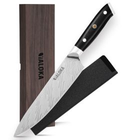 8 Inch Chef Knife Japanese Chef's Knife  High Carbon Steel Japanese Knife Full Tang G10 Handle Black Titanium Coated Blade (Option: Silver Waves Blade)