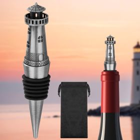 Lighthouse Wine Stopper, Seals The Aroma Of Wine, Protects High-quality Wine, And Serves As A Premium Tool For Wine Preservation (Option: Dark Silver HJS2304)