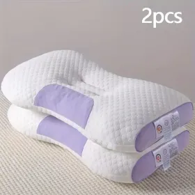 Pillows, Contoured Cotton Massage Pillow 2pack, Purple, Pink or Yellow (Color: Purple)
