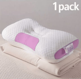 Pillow, Contoured Cotton Massage Pillow 1pack in Pink or Yellow (Color: Pink)