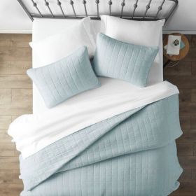 Bedspread, 2 Piece Microfiber Farmhouse Coverlet Set, Twin/Twin XL (Color: Lt Blue)