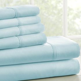 Aqua Wrinkle Resistant Microfiber Polyester Sheet Set (size: King)