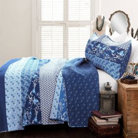 Blues Boho Reversible Lightweight Quilt Set (size: King)