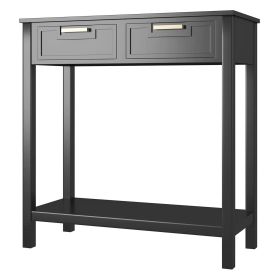 Side Table, Modern Entryway Accent 2 Drawer Sofa (Color: Black)