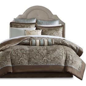 Cotton Polyester Comforter Set Blue Paisley (size: Queen)
