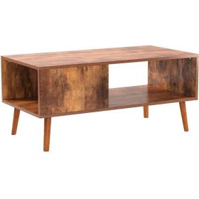 Coffee Table, Modern Mid-Century Living Room Storage Shelf in Wood (Color: Brown)