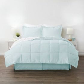 Comforter Set, Microfiber 6-Piece Reversible Bed-in-a-Bag in Aqua Blue (size: Ca King)