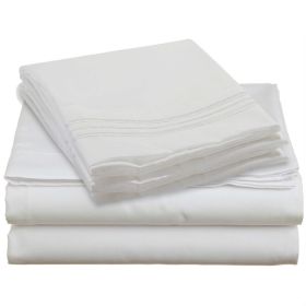 King size 4-piece Silky Soft Microfiber Sheet Set (Color: White)