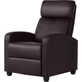 Recliner Chair, High-Density Faux Leather Push Back (Color: Dark Brown)