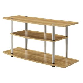 Modern Wood Metal TV Stand Entertainment Center (Color: Light Oak)