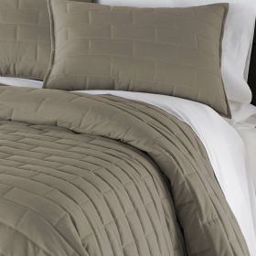 Modern Brick Stitch Microfiber Reversible 3 Piece Comforter Set in Taupe (size: King/Ca King)