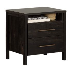 Modern 2 Drawer Nightstand Cubby Storage Shelf (Color: Java)