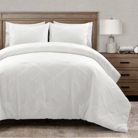 White Diamond Jacquard 3 PCS Comforter Set (size: King/Ca King)