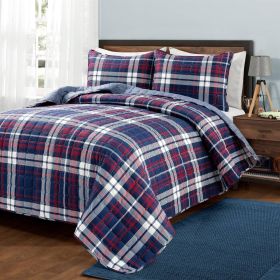 Farmhouse Plaid 3 Piece Lightweight Reversible Quilt Set (size: Full/Queen)