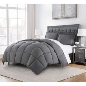 Reversible Microfiber Down Alternative Comforter Set in Grey (size: King)