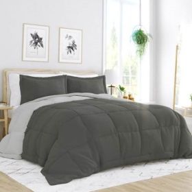 Microfiber Reversible Comforter Set in Grey / Light Grey (size: King/Ca King)